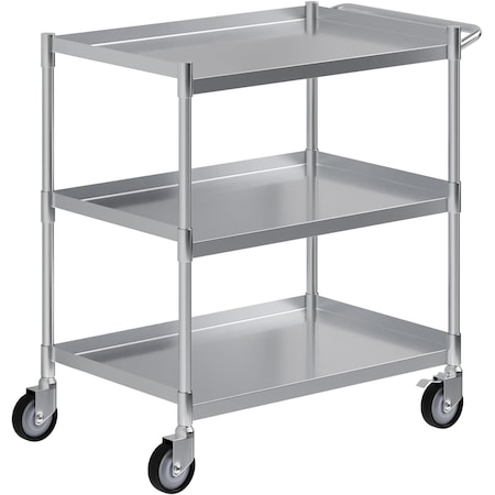 Amgood Utility Cart, Stainless Steel, 3 Shelves Shelves, 28" L, 18" W CART-TUC-1828-Z